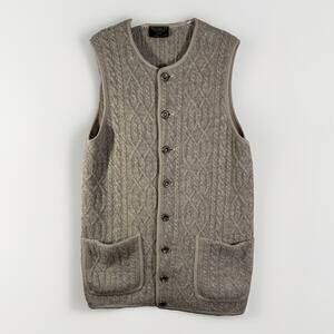 Vintage Norwegian Wool Cream Sleeveless Sweater Vest Cardigan Size XL Vitabella